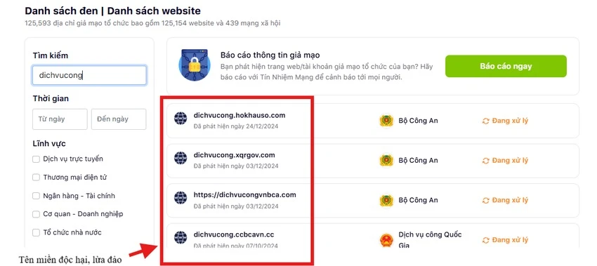 Có thể tra cứu các website lừa đảo trên VNeID