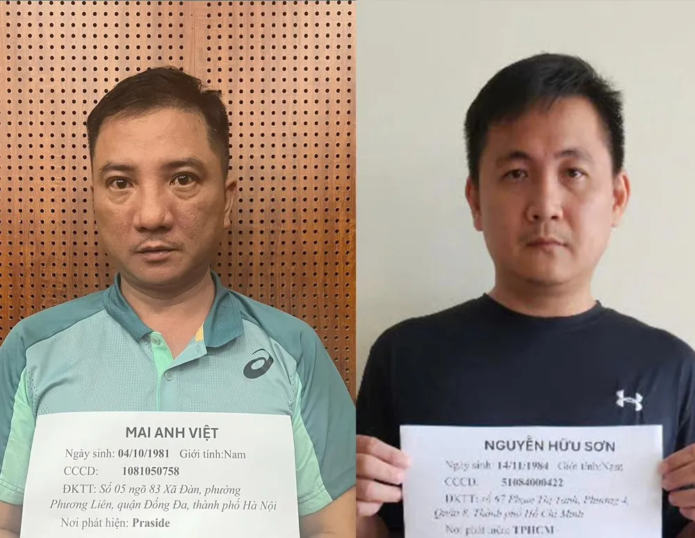 Các đối tượng chủ mưu, cầm đầu Mai Anh Việt và Nguyễn Hữu Sơn danh bac.jpg