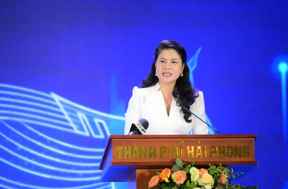 Bà Trần Thị Hoàng Mai, Giám đốc Sở VH-TT-DL TP Hải Phòng, phát biểu. Ảnh: ĐỖ TRUNG DSC_6500.jpg