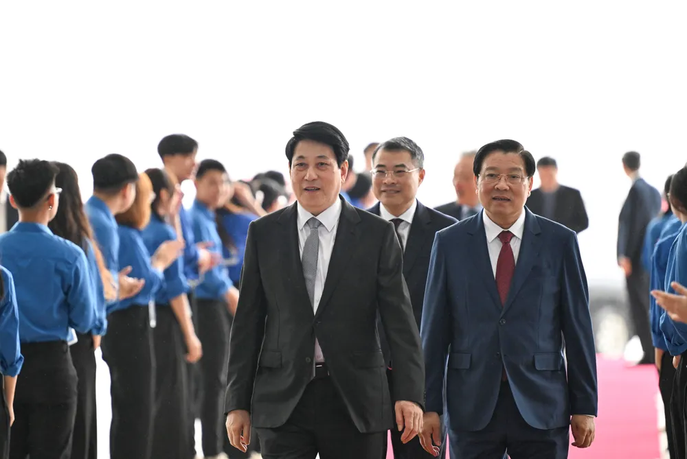 Chủ tịch nước Lương Cường tới dự buổi gặp mặt. Ảnh: ĐỖ TRUNG DSC_9615.jpg
