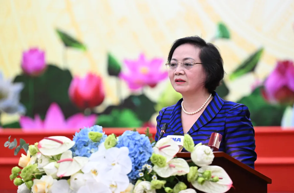Bộ trưởng Phạm Thị Thanh Trà phát biểu tại hội nghị. Ảnh: ĐỖ TRUNG DSC_0556.jpg
