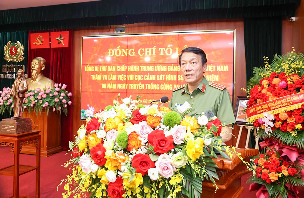 Bộ trưởng Bộ Công an Lương Tam Quang phát biểu tại buổi làm việc K_HA4255.JPG