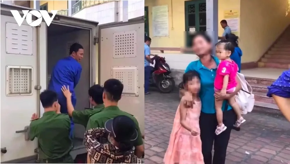 Bị cáo Thái Khắc Thành và vợ con tại phiên tòa sơ thẩm. Nguồn: VOV dan_3-horz.jpg