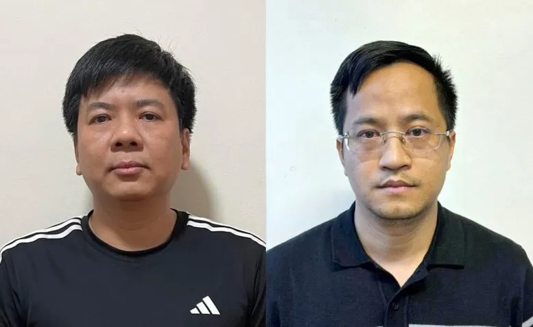 Bị can Nguyễn Ngọc Thủy (trái) và bị can Đặng Văn Hiển trong vụ án. Ảnh: BỘ CÔNG AN