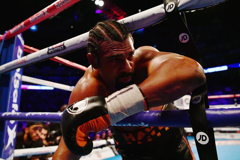 David Haye trong trận thua knock-out kỹ thuật trước Tony Bellew hồi tháng 3