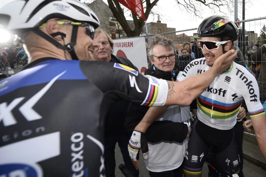 Tom Boonen (trái) và Peter Sagan từng rất thân thiết trên đường đua