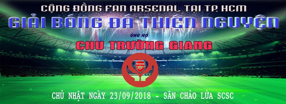 Băn rôn giải đấu thiện nguyện ủng hộ anh Chu Trường Giang ở TPHCM