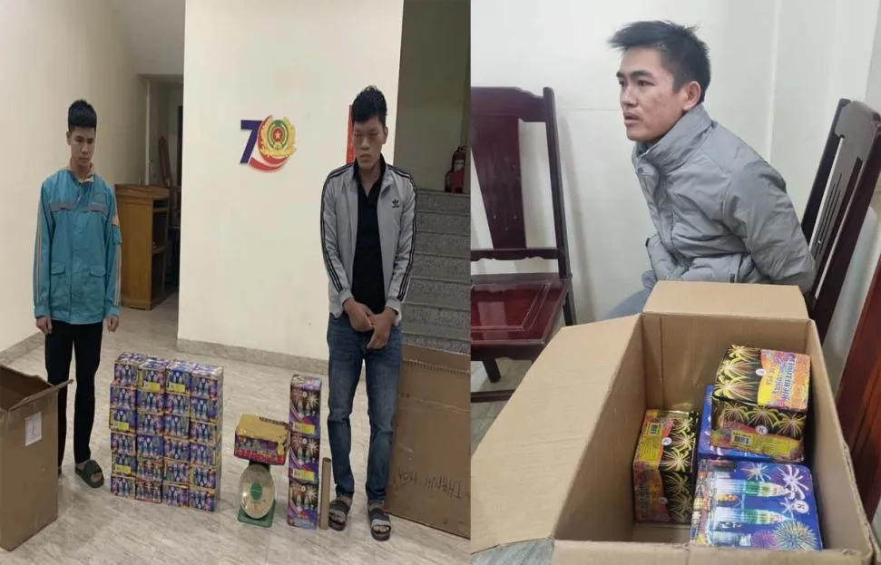 3 đối tượng và tang vật do Phòng Cảnh sát kinh tế và Công an huyện Hoằng Hóa (Thanh Hóa) bắt giữ. Ảnh: CÔNG AN THANH HÓA 3 đối tượng và tang vật do Phòng Cảnh sát kinh tế và Công an huyện Hoằng Hóa (Thanh Hóa) bắt giữ. Ảnh: CÔNG AN THANH HÓA