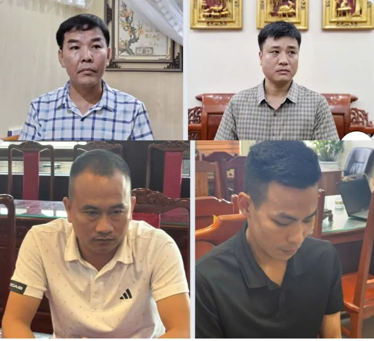 4 đối tượng bị công an triệu tập. Lê Bật Sơn bên trái, ảnh trên. Ảnh: CÔNG AN THANH HÓA 4 doi tuong.jpg