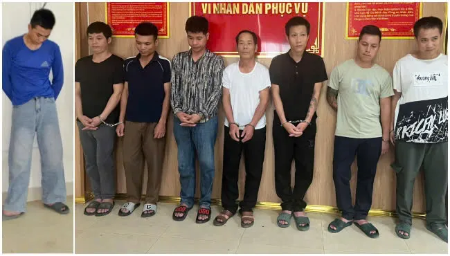 8 đối tượng bị bắt giữ. Ảnh: CÔNG AN NGHỆ AN các đối tượng.jpg