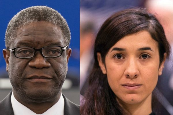 穆克維格（左）與穆拉德奪諾貝爾和平獎。