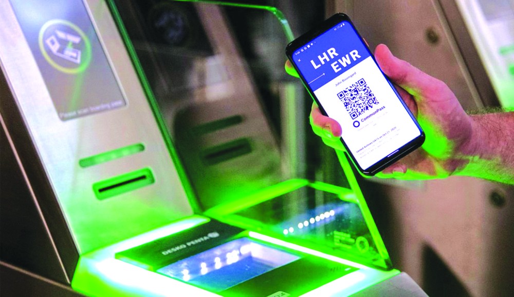 CommonPass以手機程式記錄用戶的病毒檢測結果，方便出入境。