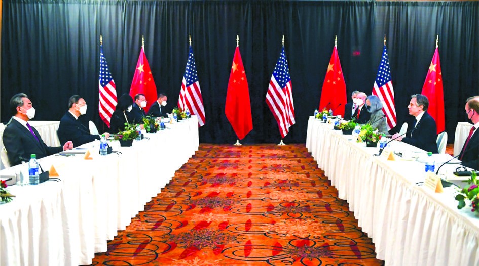 　　美國總統拜登上台後，美中官方首次舉行會談。