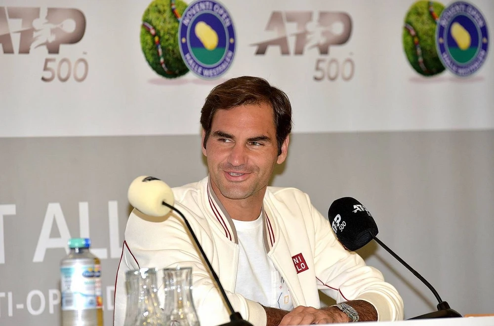 Federer trong buổi họp báo trước giải đấu