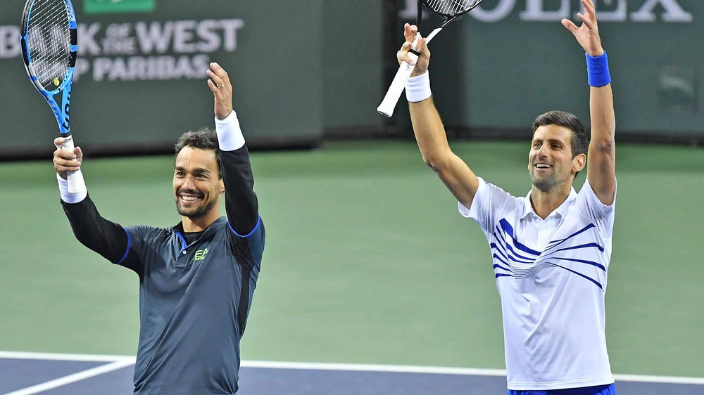 Fognini và Djokovic đánh đôi ở Indian Wells 2019