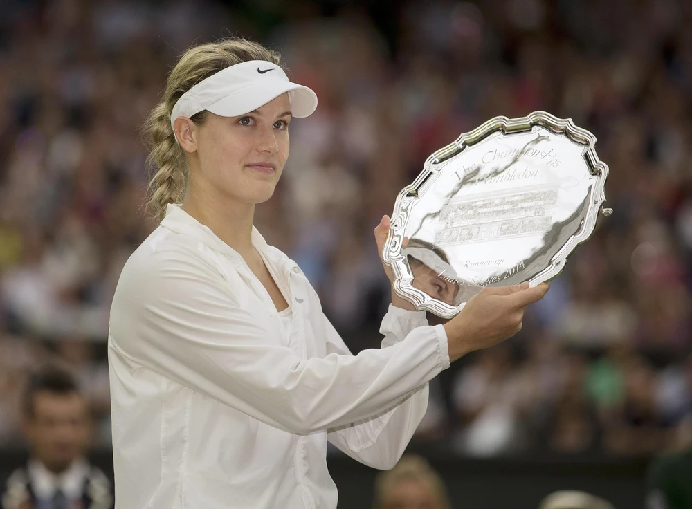 Bouchard khi giành vị trí Á quân Wimbledon 2014