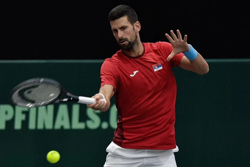 Djokovic trong buổi tập mới đây ở Davis Cup Finals