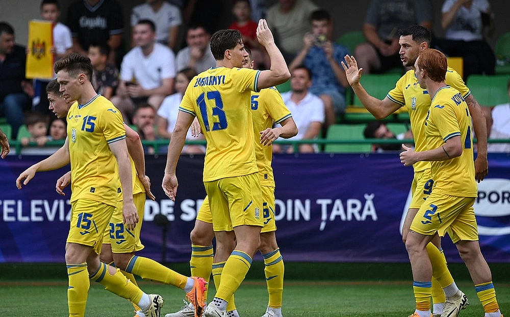 Các tuyển thủ Ukraine trong trận thắng Moldova 4-0 mới đây