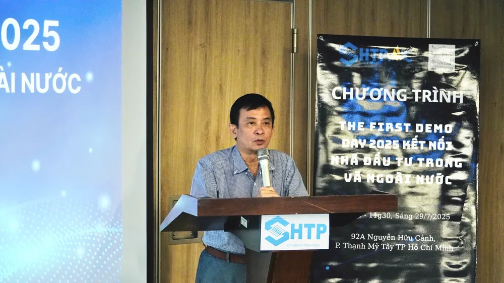 GS TS Nguyễn Kỳ Phùng, Trưởng Ban quản lý Khu công nghệ cao TPHCM (SHTP) phát biểu tại sự kiện. Ảnh: THIÊN PHÁT IMG_1633.jpg