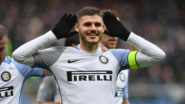 Mauro Icardi mừng cú poker vào lưới Sampdoria.