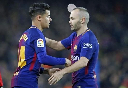 Philippe Coutinho sẽ cô`1 gắng lấp vào khoảng trống mà Iniesta để lại