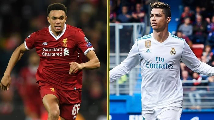 Trent Alexander-Arnold (Liverpool) và Cristiano Ronaldo (Real Madrid)