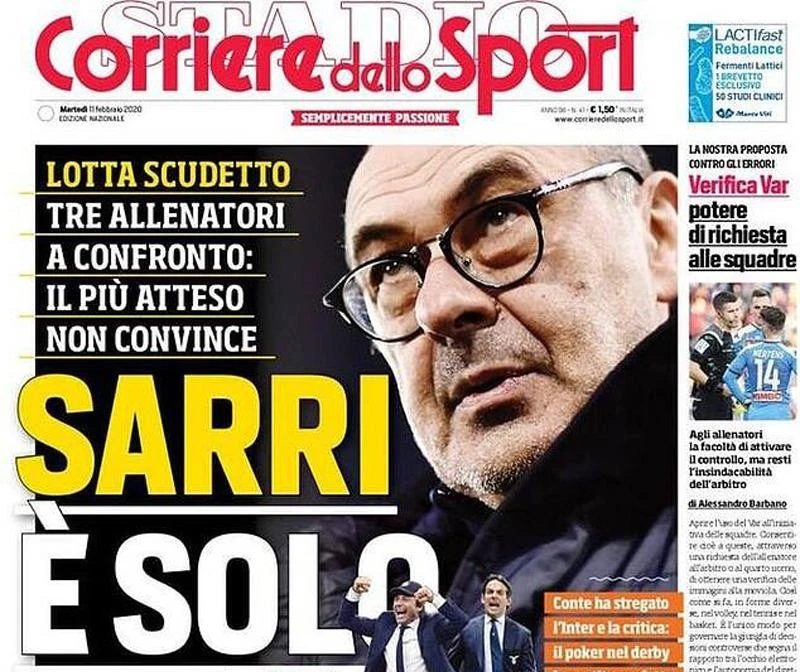 Trang bìa của tờ nhật báo Corriere dello Sport