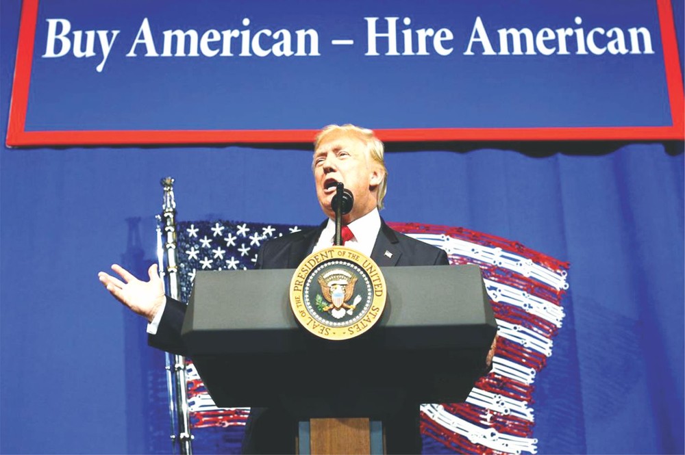 特朗普在威斯康星州發表講話。（圖片來源：互聯網）