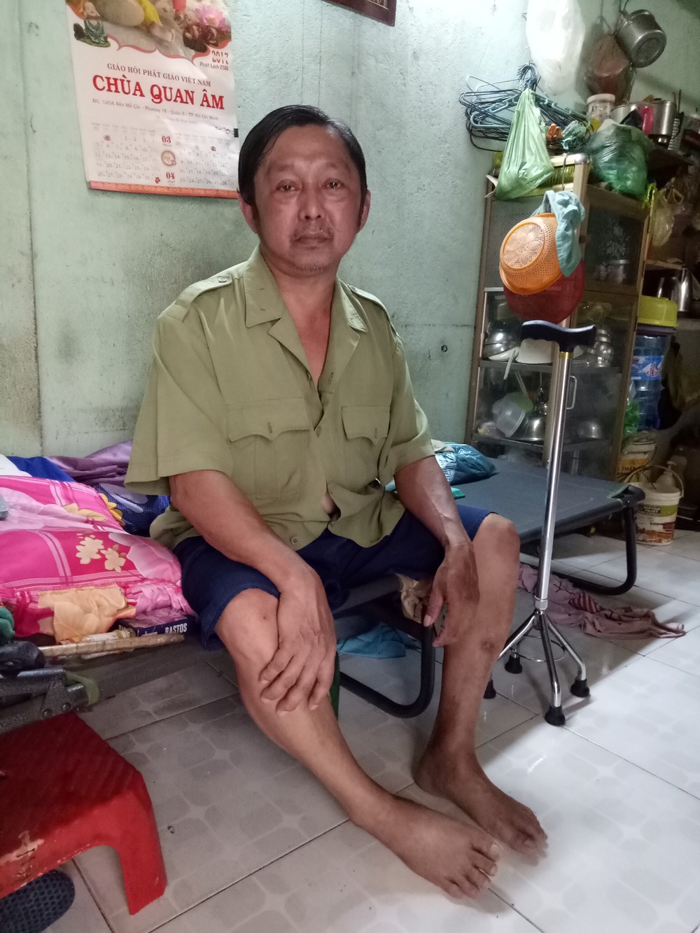 劉松波病倒近一年，如今右邊身還是沒有力。