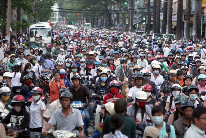 本市第五郡安陽王街路段堵車現象。（圖源：互聯網）