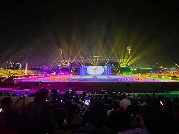 Buổi tổng duyệt Lễ khai mạc SEA Games 31 vào tối 10-5 tại sân Mỹ Đình. Ảnh: QUỐC ANH