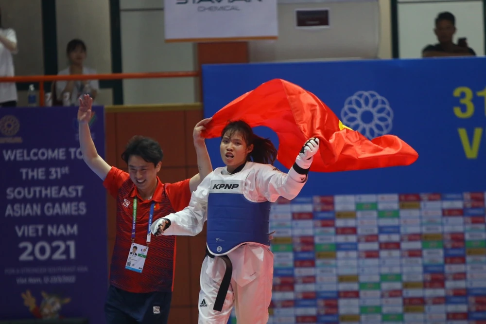 VĐV taaekwondo sẽ được chờ đợi tiếp tục gặt vàng cho thể thao chủ nhà trong ngày thi đấu 18-5 tại nhà thi đấu Tây Hồ (Hà Nội). Ảnh: PHƯƠNG NGHI