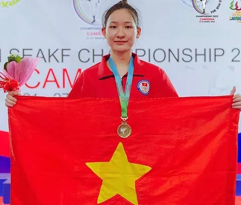 Hoàng Thị Mỹ Tâm là tuyển thủ được chú ý tại giải lần này. Ảnh: karateVN