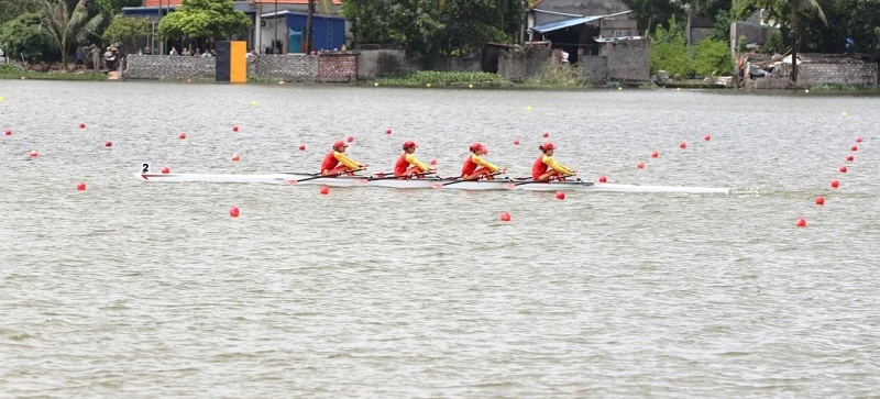 Các tay chèo rowing là những người thi đấu Đại hội thể thao toàn quốc lần 9-2022 sớm nhất. Ảnh: D.P