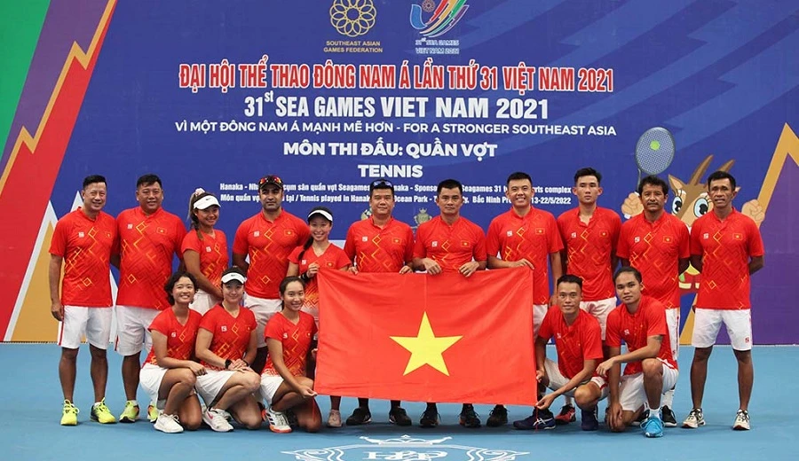 Đội quần vợt Việt Nam tại SEA Games 31 từng giành 1 HCV nhưng tới SEA Games 32 sẽ không đặt mục tiêu HCV do vắng Lý Hoàng Nam. Ảnh: VTF