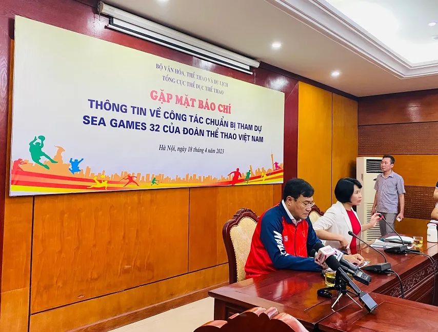 Lãnh đạo Đoàn thể thao Việt Nam đã thông tin về sự chuẩn bị SEA Games 32. Ảnh: MINH CHIẾN