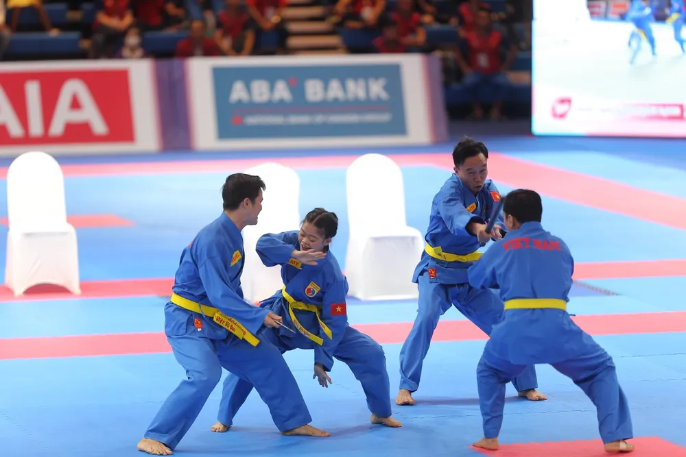 Đội vovinam Việt Nam đã có thêm tấm HCV ở sáng 9-5. Ảnh: DŨNG PHƯƠNG
