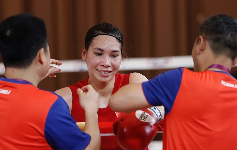 Hà Thị Linh đã thi đấu tốt tại SEA Games 32 và bây giờ cô tham gia tập huấn ở Uzbekistan chuẩn bị cho ASIAD 19-2022. Ảnh: Đoàn TTVN