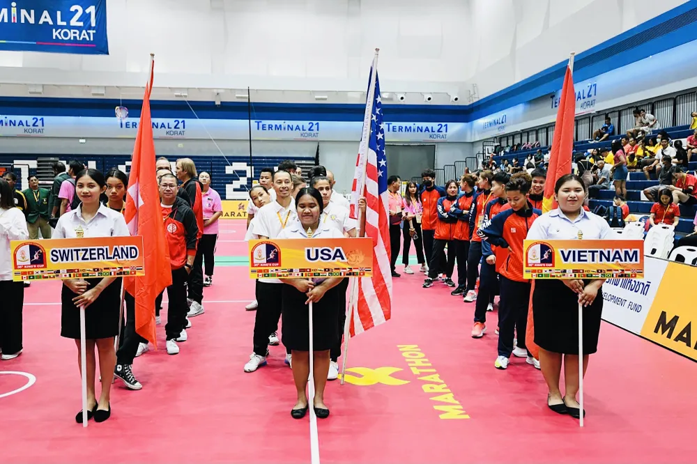 Đội tuyển cầu mây Việt Nam có mặt ở lễ khai mạc của giải lần này. Ảnh: THAILANDSPTK Đội tuyển cầu mây Việt Nam có mặt ở lễ khai mạc của giải lần này. Ảnh: THAILANDSPTK