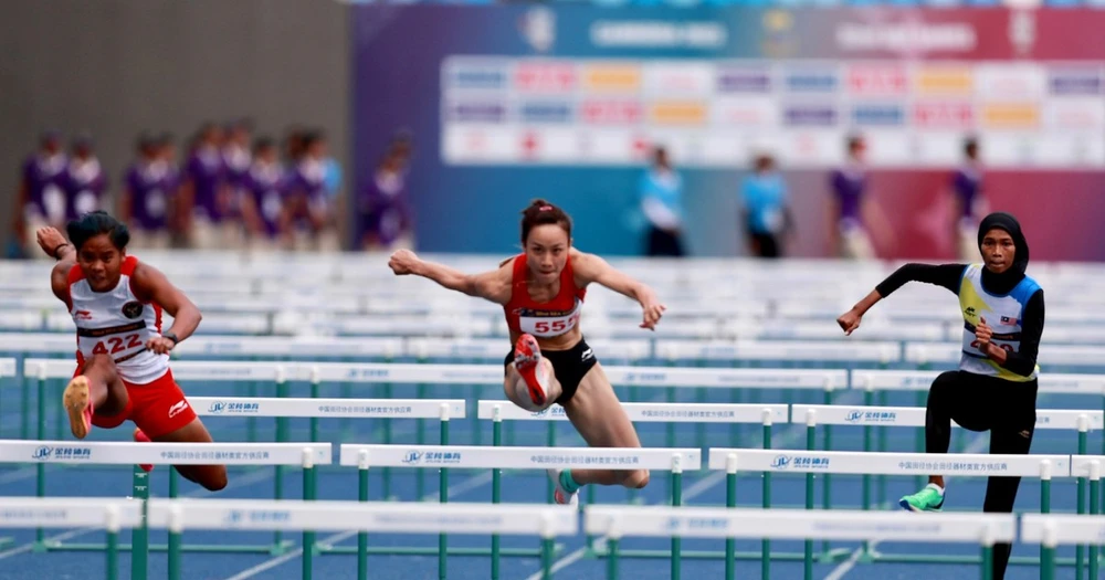 Mỹ Tiên đã có suất vào chung kết nội dung 100m rào nữ. Ảnh: DŨNG PHƯƠNG