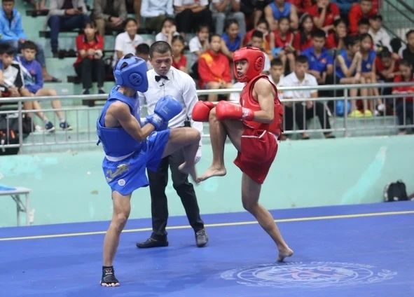 Giải wushu trẻ toàn quốc 2023 đang tranh tài tại Gia Lai. Ảnh: VĂN NGỌC.BGL