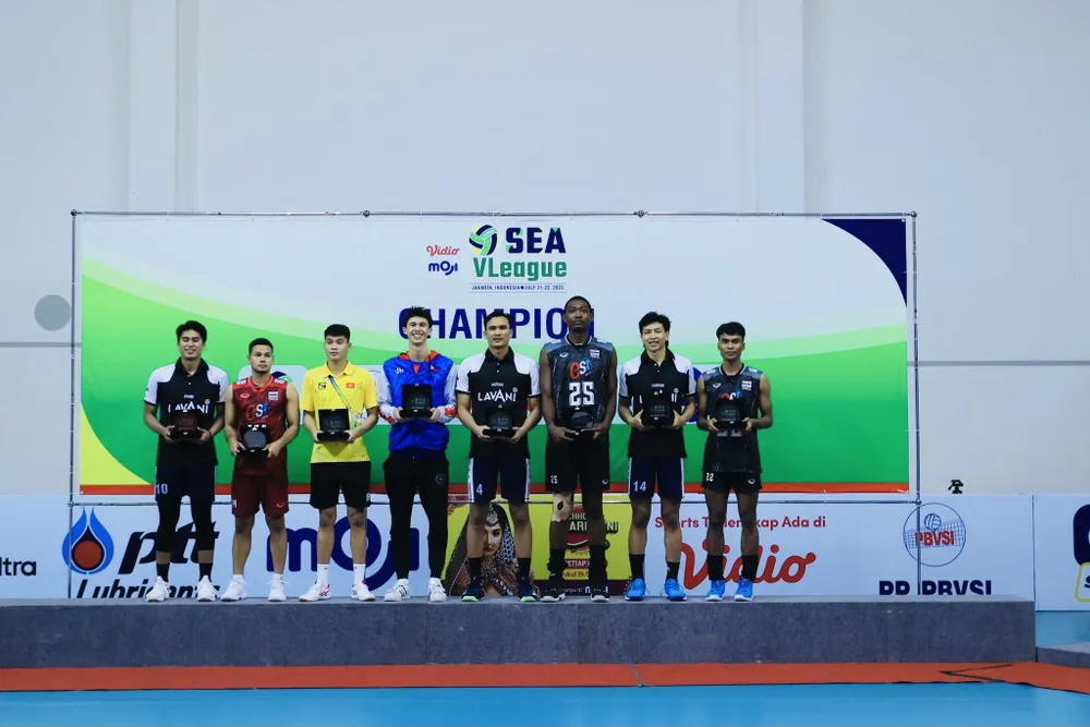 Đinh Văn Duy (áo vàng) đã là cầu thủ chuyền hai xuất sắc nhất vòng thứ nhất giải SEA V.League 2023. Ảnh: AVC