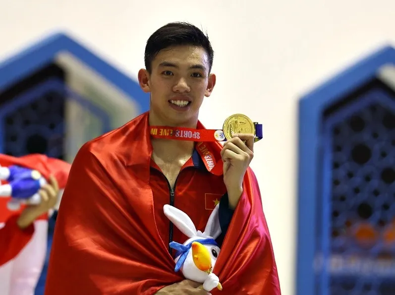 Huy Hoàng từng thi đấu tại SEA Games 32 và có HCV quan trọng cho đội bơi Việt Nam. Kình ngư này được chờ đợi giành huy chương ở ASIAD 19-2022. Ảnh: D.P
