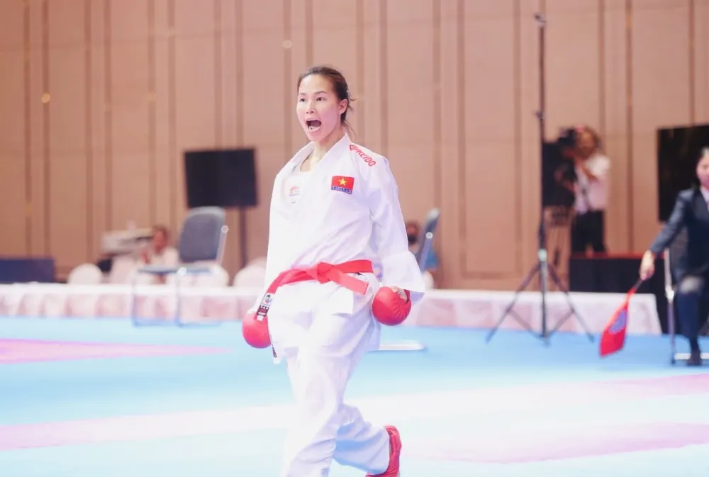 Võ sĩ Đinh Thị Hương là một trong những tuyển thủ đã được tập huấn tại Nhật Bản vừa qua. Ảnh: DŨNG PHƯƠNG