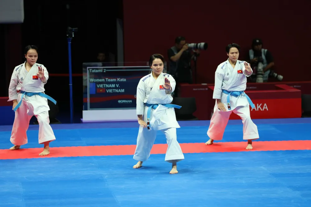 Kata nữ Việt Nam đã lọt vào chung kết tại ASIAD 19 lần này. Ảnh: LƯỢNG LƯỢNG