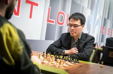 Lê Quang Liêm đang thi đấu giải nhanh chớp St Louis 2023. Ảnh: GCT