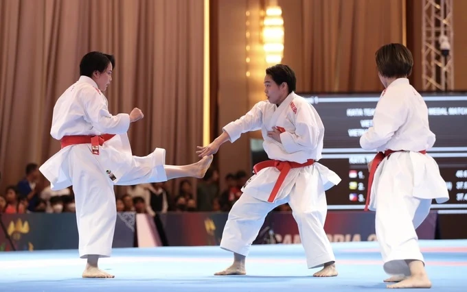 Võ sỹ karate nội dung kata đồng đội luôn có kết quả HCV nhiều giải quốc tế gần đây. Ảnh: DŨNG PHƯƠNG