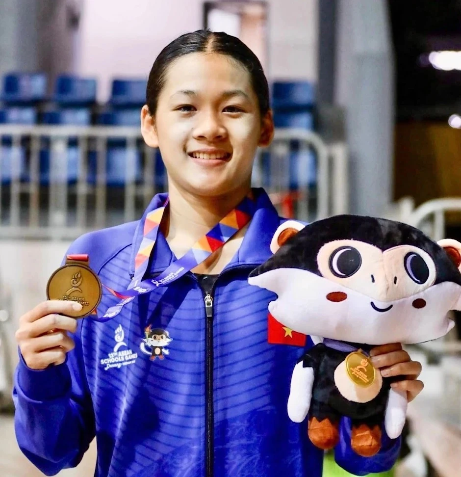 Nguyễn Thúy Hiền là một trong những gương mặt được FINA xem xét trao suất đặc cách dự Olympic 2024 cho bơi Việt Nam. Ảnh: ASG2024