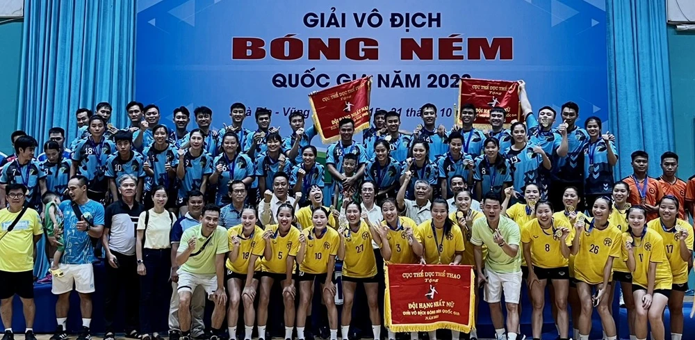 VĐV bóng ném cả nước sẵn sàng bước vào tranh tài giải vô địch quốc gia 2024 để có những trận sôi nổi như năm 2023. Ảnh: BRVT