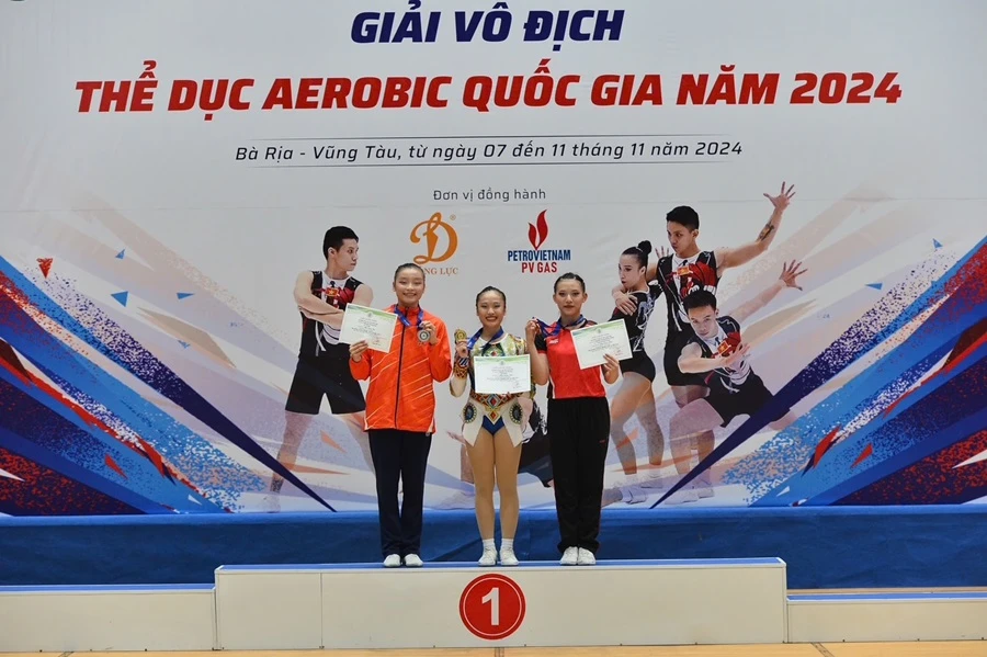 VĐV thi đấu và đạt kết quả ở giải năm nay. Ảnh: AEROBICVN